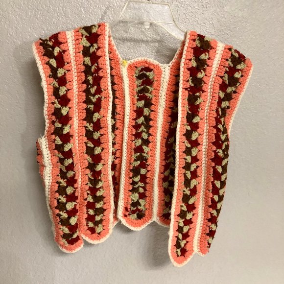 Adorable Ugly Grannycore Handmade Knit Vest - Size‎ Medium (M) - Picture 1 of 9